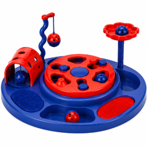Interactive Cat Activity Center – Multi-Play Puzzle, Ball & Grooming Toy