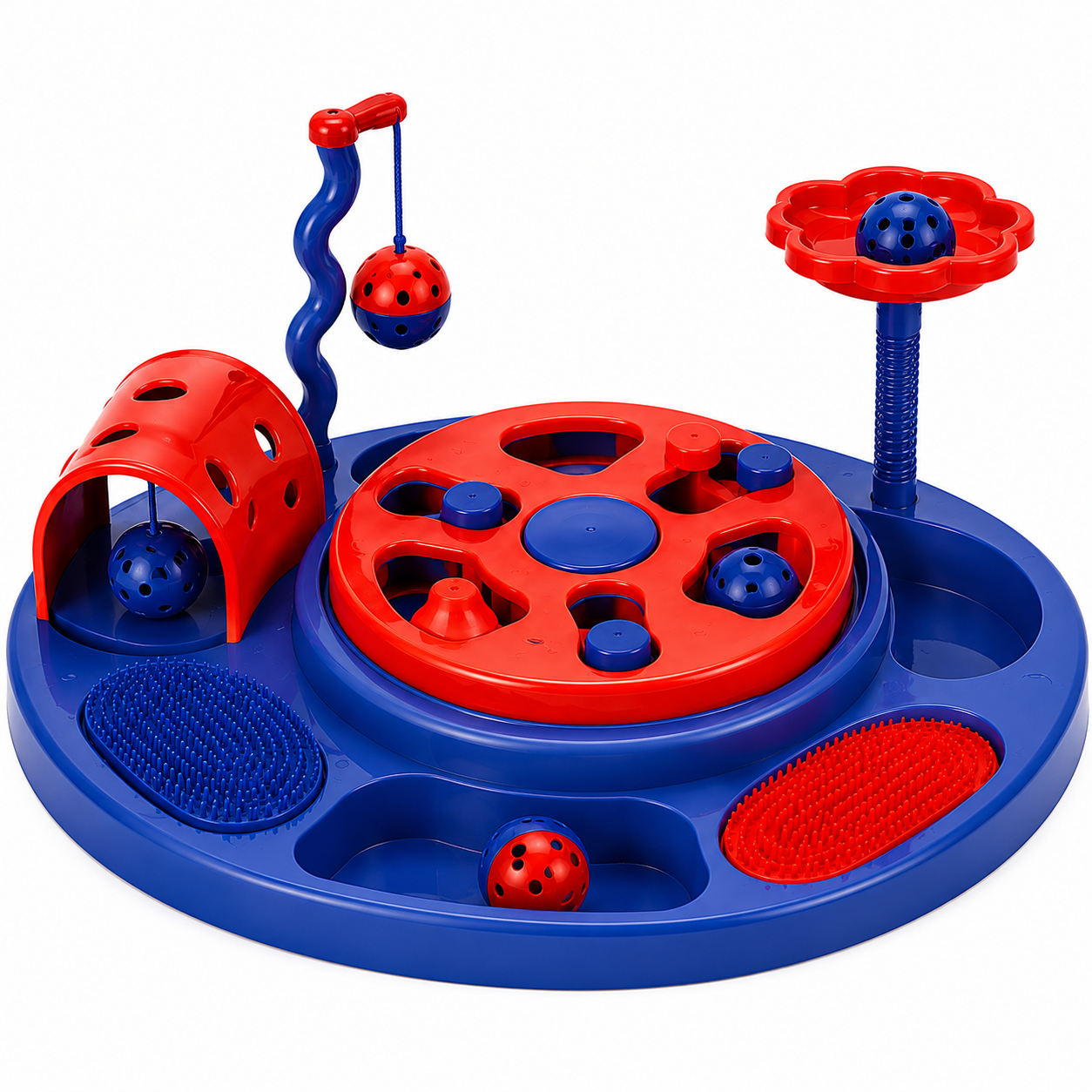 Interactive Cat Activity Center – Multi-Play Puzzle, Ball & Grooming Toy