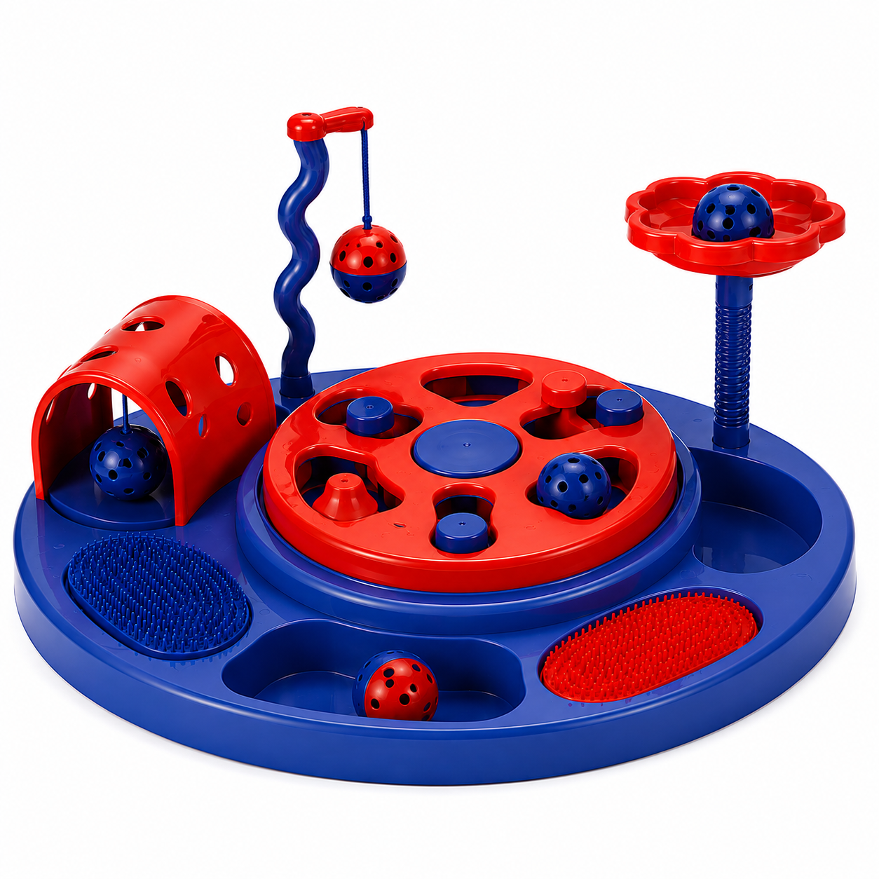 Interactive Cat Activity Center – Multi-Play Puzzle, Ball & Grooming Toy - Image 2