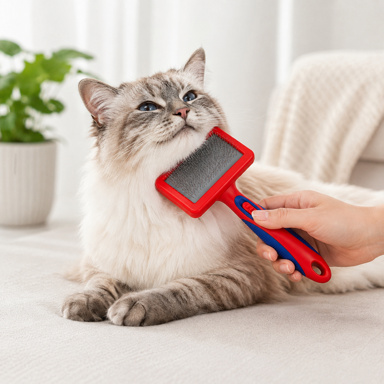 Dual-Sided Pet Slicker Grooming Brush – Self-Cleaning Deshedding & Massage Brush - Image 5