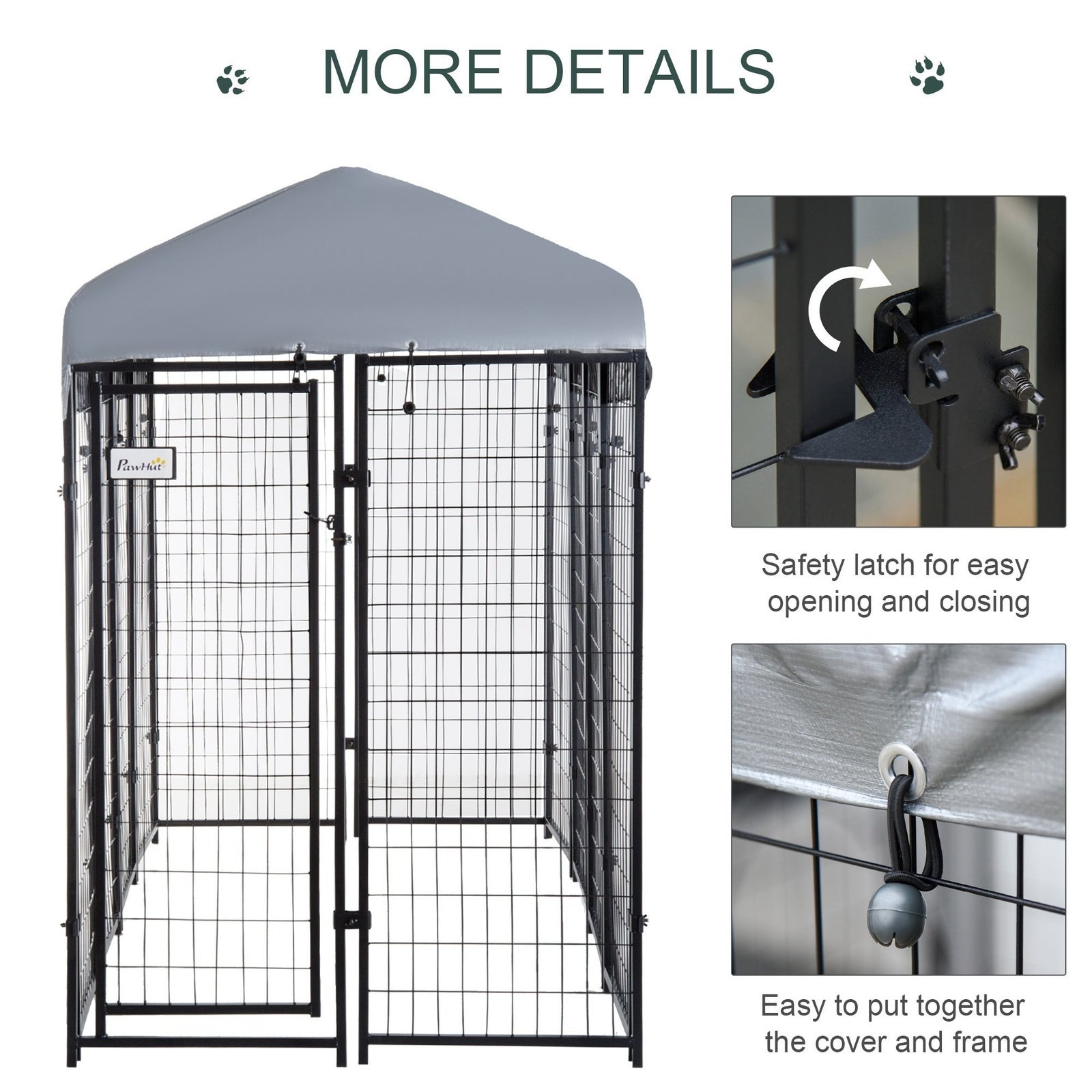 8' x 4' x 6' Large Dog Kennel Outdoor Steel Fence with UV-Resistant Oxford Cloth Roof & Secure Lock - Image 6