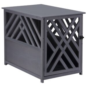 Wood Dog Crate Small Dog Cage Furniture Style Dog Kennel Lattice for Indoor Use with a Unique Slant Aesthetic Design
