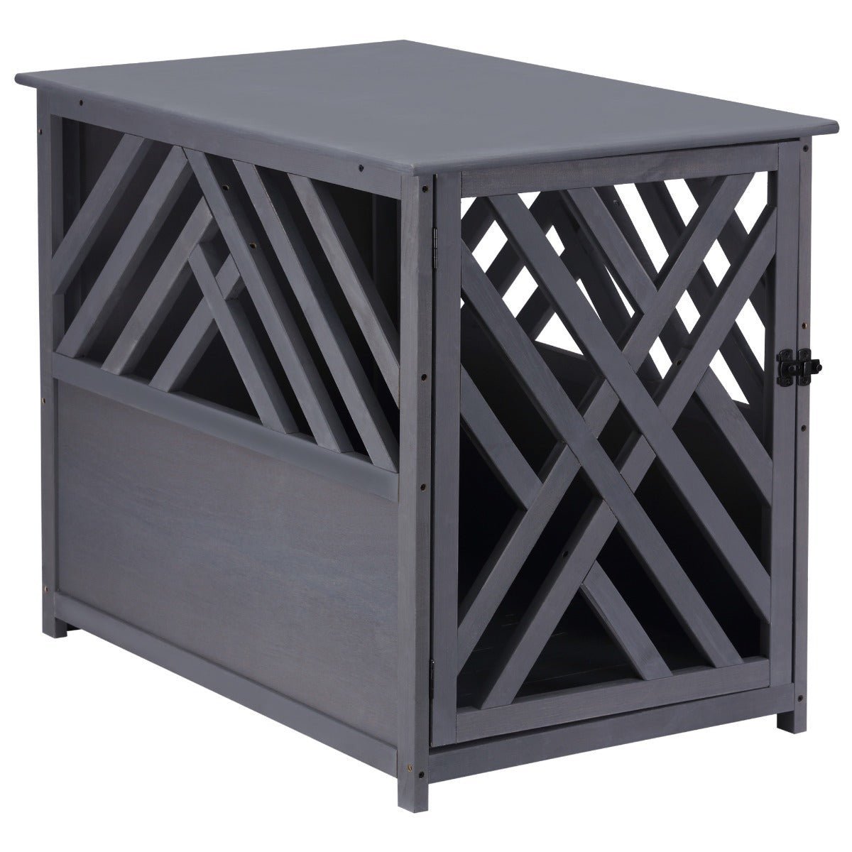 Wood Dog Crate Small Dog Cage Furniture Style Dog Kennel Lattice for Indoor Use with a Unique Slant Aesthetic Design