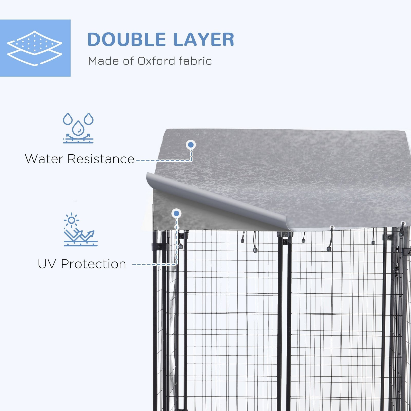 Large Outdoor Dog Kennel Galvanized Steel Fence with UV-Resistant Oxford Cloth Roof & Secure Lock 48" x 48" - Image 5
