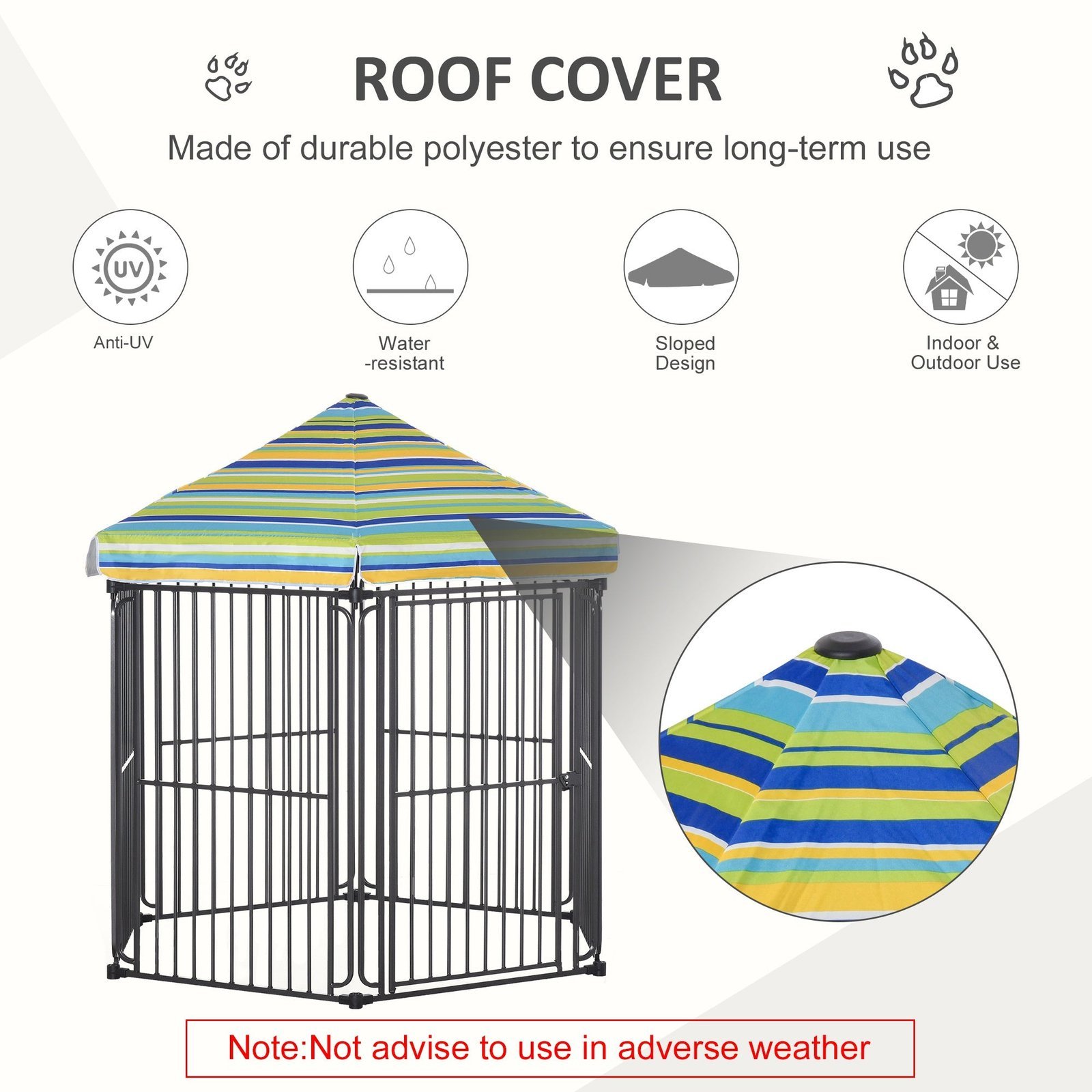 60" x 52" Heavy-Duty Outdoor Pet Cage Kennel with Weather-Resistant Polyester Roof, Locking Door, & Metal Frame - Image 5