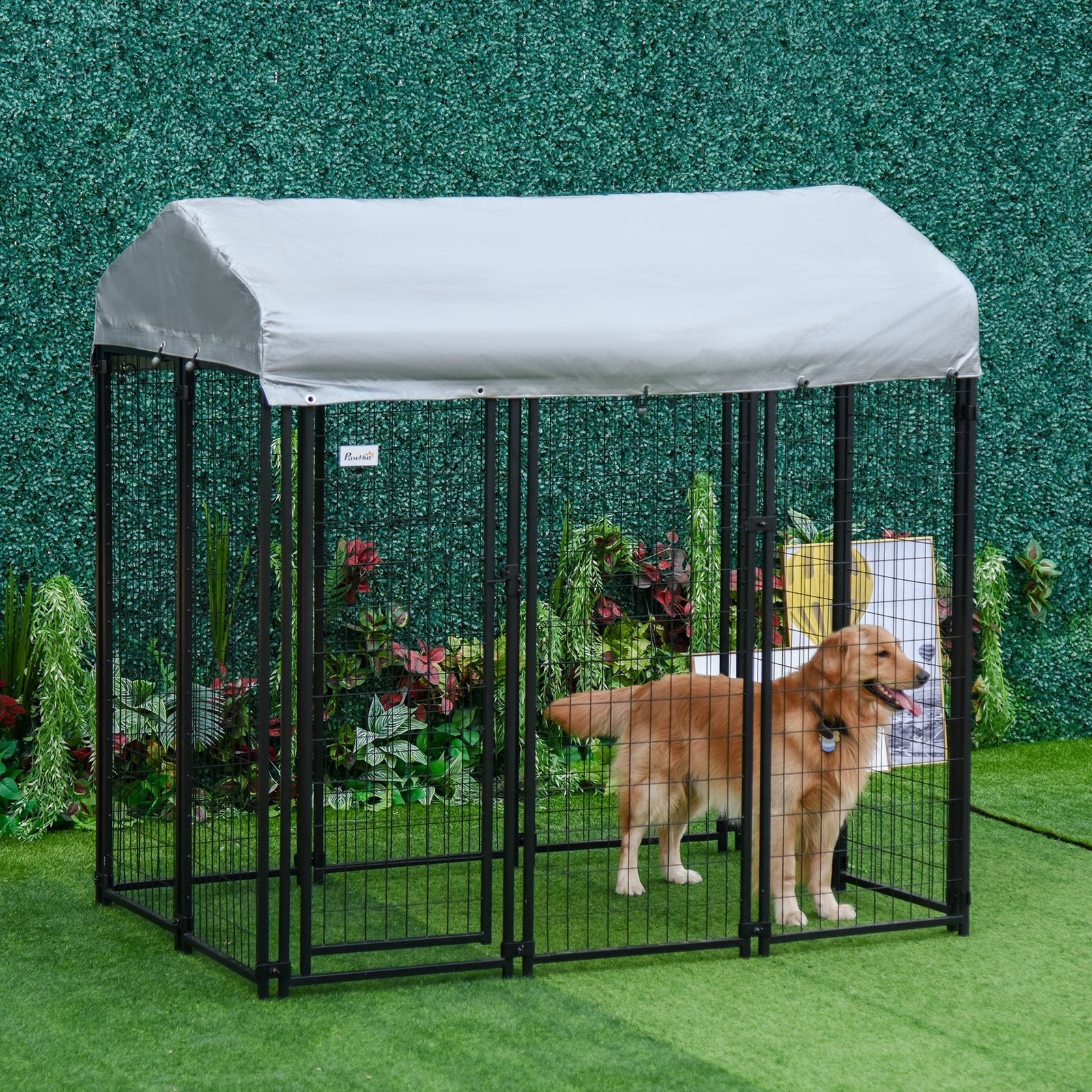 6' x 4' x 6' Large Dog Kennel Outdoor Steel Fence with UV-Resistant Oxford Cloth Roof & Secure Lock - Image 2
