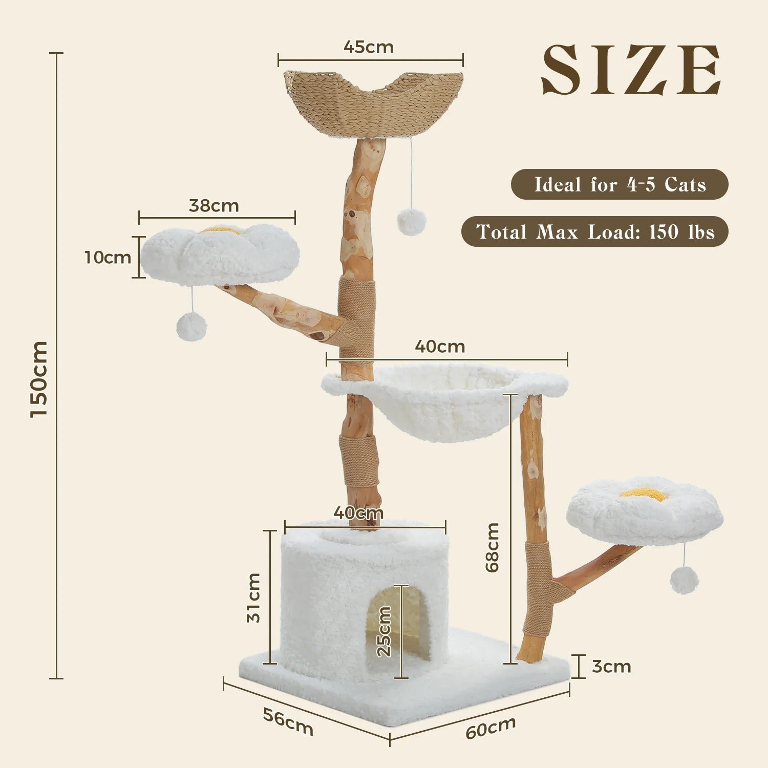 Cloud XL with Solid Wood Post & 2 Flower Platforms - Image 2