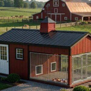 Executive Luxury Double Dog Box and Kennel With Storage  8' x 16'