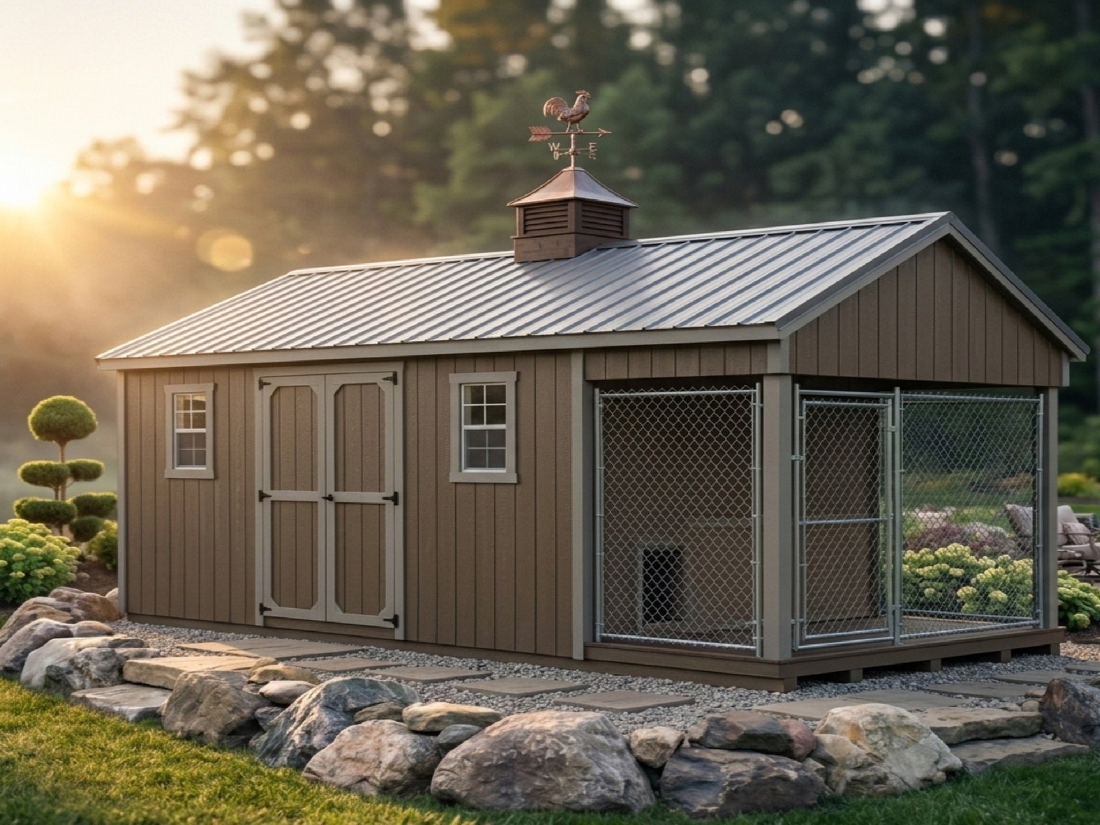 Executive Estate Insulated Dog House and Kennel With Storage Room 10' x 24' - Image 4