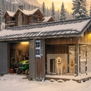 Executive Luxury Insulated Dog House and Kennel With Storage Room  8' x 18'