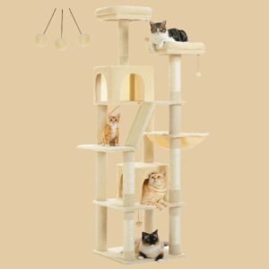 Cat Condo 180cm Beige Cactus Multi-Level with Posts &amp; Hammock