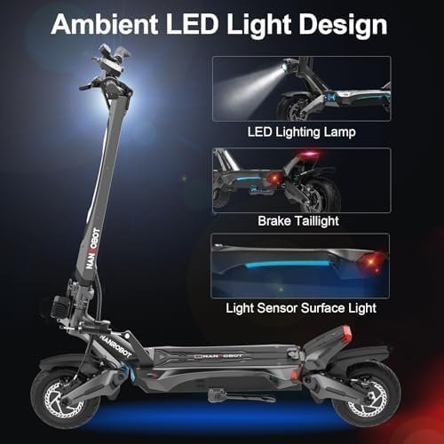 NANROBOT Electric Scooter Adults 50mph Dual Motor Electric Scooter with Suspension 80Miles Range Fast Sports Escooter Folding 10″ Off Road Tires 330LBS Max Load Complies with UL2272 Certification - Image 2