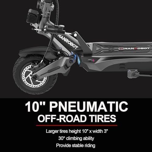 NANROBOT Electric Scooter Adults 50mph Dual Motor Electric Scooter with Suspension 80Miles Range Fast Sports Escooter Folding 10″ Off Road Tires 330LBS Max Load Complies with UL2272 Certification - Image 6