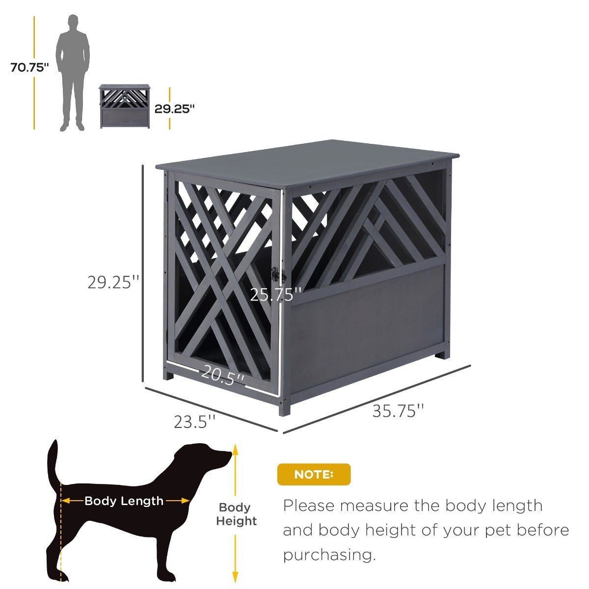 Wood Dog Crate Small Dog Cage Furniture Style Dog Kennel Lattice for Indoor Use with a Unique Slant Aesthetic Design - Image 3