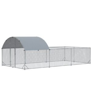 Metal Chicken Coop, Walkin Chicken Runs, Duck Rabbit Enclosure Pen, Outdoor Poultry Cage with Waterproof and Anti-UV Cover for Backyard, Farm, (1" Diameter, 18.7'L x 9.2'W x 6.4'H)