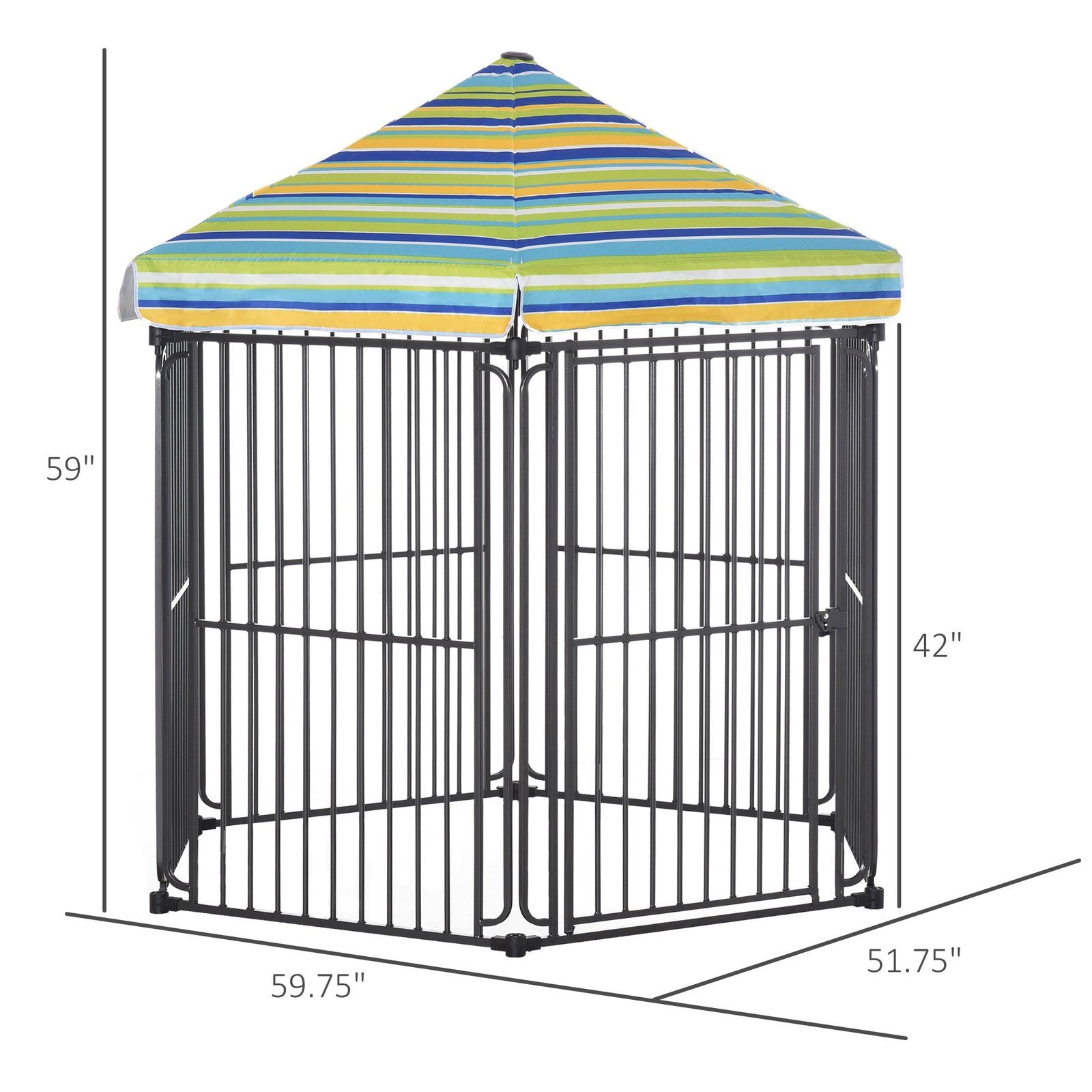 60" x 52" Heavy-Duty Outdoor Pet Cage Kennel with Weather-Resistant Polyester Roof, Locking Door, & Metal Frame - Image 3