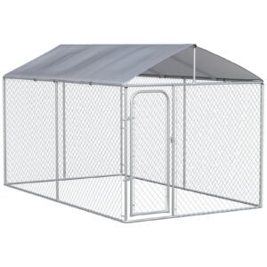 Dog Kennel Heavy Duty Playpen with Galvanized Steel Secure Lock Mesh Sidewalls and Waterproof Cover for Backyard &amp; Patio, 13' x 7.5' x 7.5'