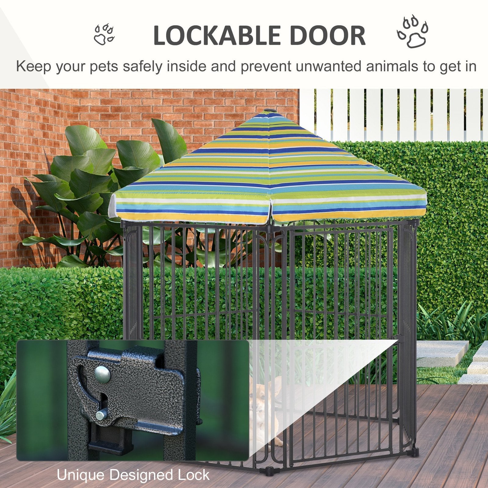 60" x 52" Heavy-Duty Outdoor Pet Cage Kennel with Weather-Resistant Polyester Roof, Locking Door, & Metal Frame - Image 6