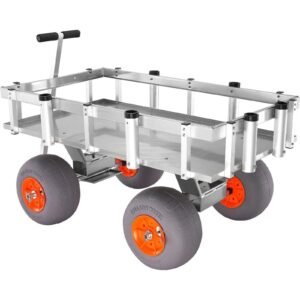 500 lbs Beach Fishing Cart, 13″ PU Balloon Tires, Heavy-Duty Aluminum Frame, 6 Rod Holders, DOBA-MC500