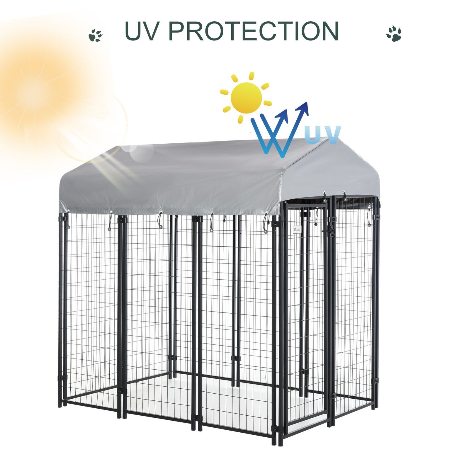 6' x 4' x 6' Large Dog Kennel Outdoor Steel Fence with UV-Resistant Oxford Cloth Roof & Secure Lock - Image 4