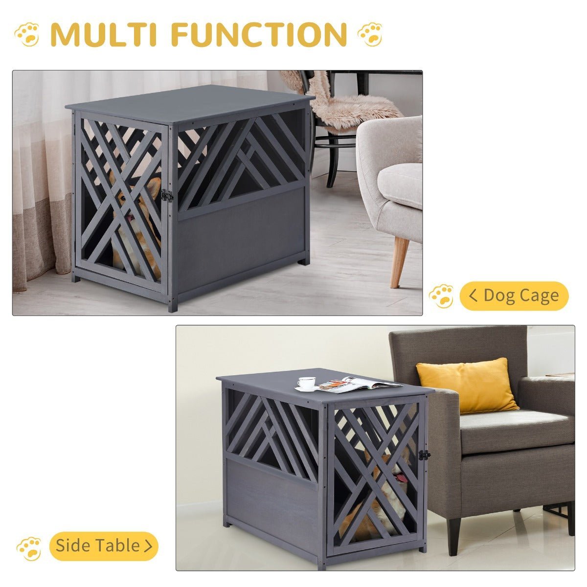 Wood Dog Crate Small Dog Cage Furniture Style Dog Kennel Lattice for Indoor Use with a Unique Slant Aesthetic Design - Image 5