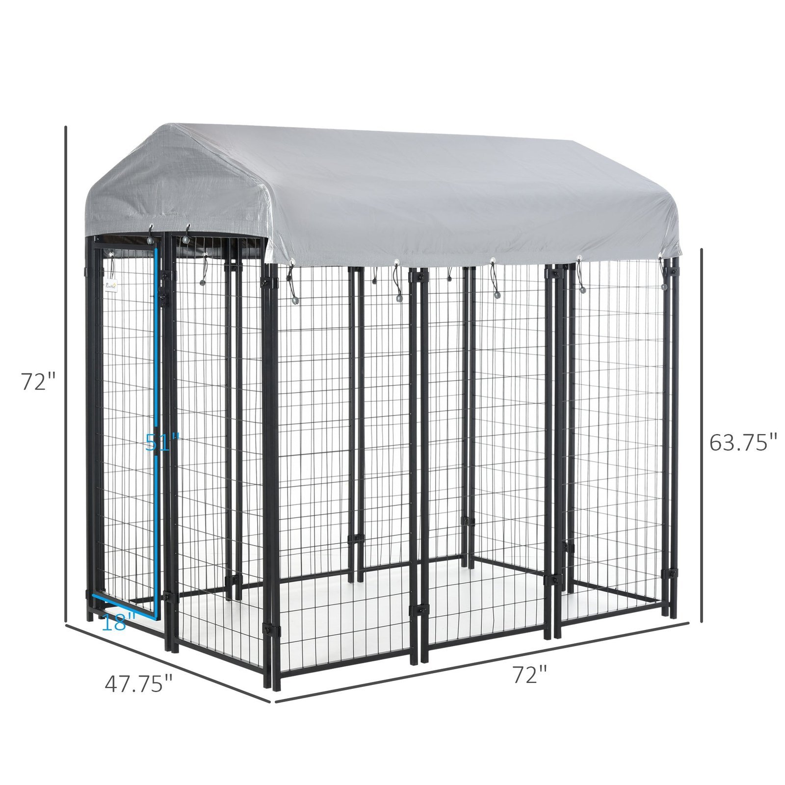 6' x 4' x 6' Large Dog Kennel Outdoor Steel Fence with UV-Resistant Oxford Cloth Roof & Secure Lock - Image 3
