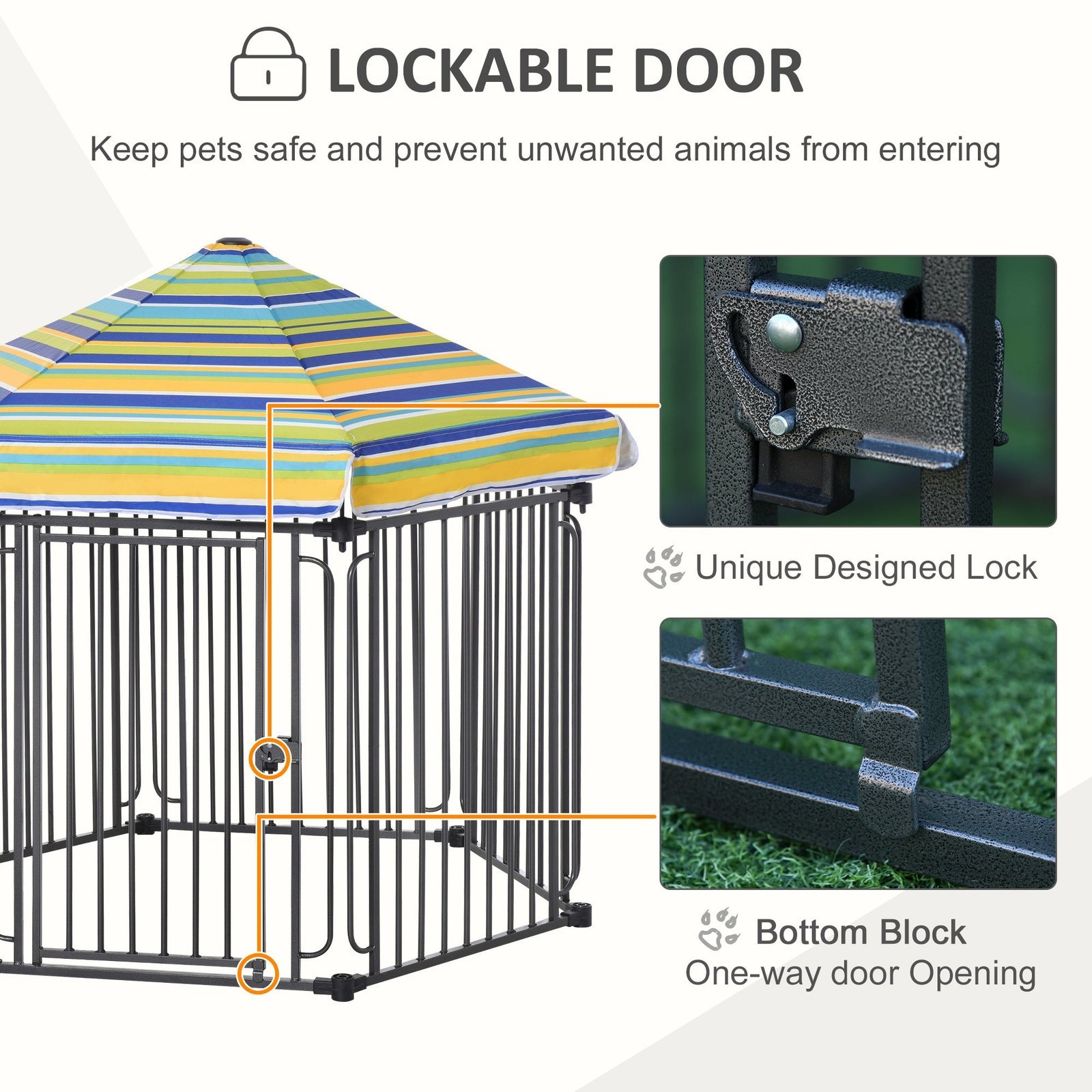 47" Heavy-duty Pet Playpen Kennel with Door & Removable Cover 6 Panels Freestanding Puppy Crate Fence for Small Medium Sized Dogs - Image 5