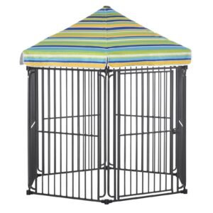 60" x 52" Heavy-Duty Outdoor Pet Cage Kennel with Weather-Resistant Polyester Roof, Locking Door, &amp; Metal Frame