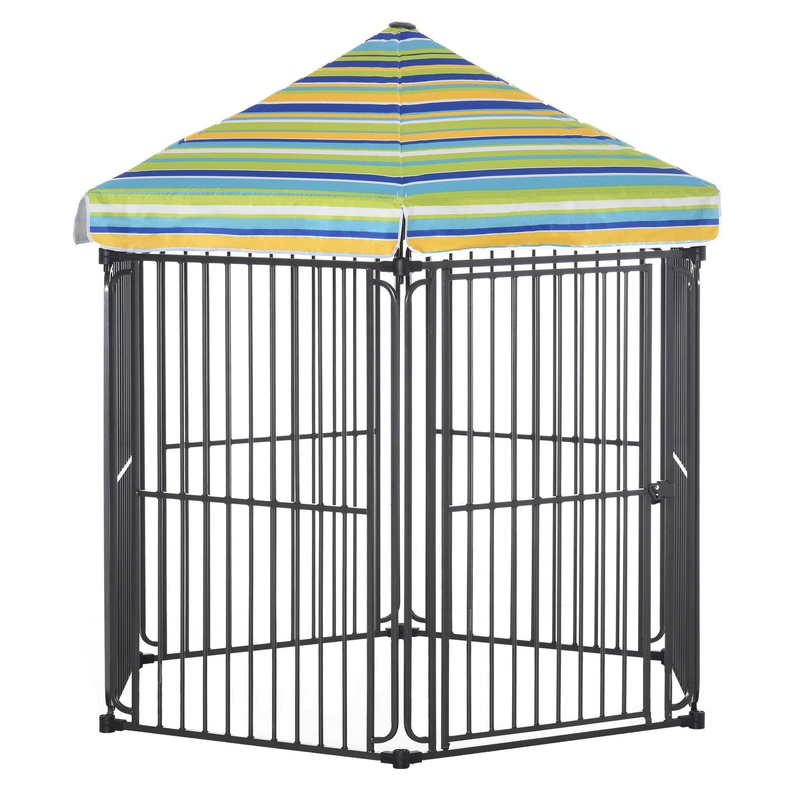 60" x 52" Heavy-Duty Outdoor Pet Cage Kennel with Weather-Resistant Polyester Roof, Locking Door, & Metal Frame