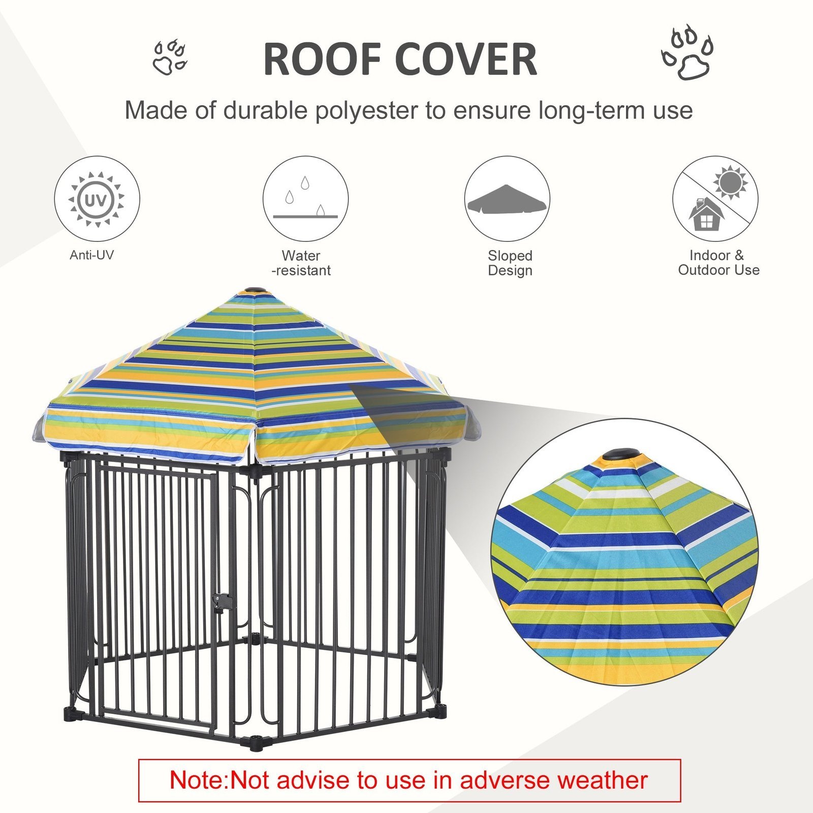 47" Heavy-duty Pet Playpen Kennel with Door & Removable Cover 6 Panels Freestanding Puppy Crate Fence for Small Medium Sized Dogs - Image 6